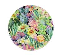 Salelf Watercolor Blooming Cactus for Round Mouse Pad with Stitched Edge Premium-Textured Waterproof Non-Slip Rubber Base Desktop Protection Mat Diameter 8.7 inches