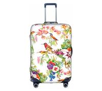 Salelf Wild Exotic Birds And Flowers for Luggage Cover Washable Elasticated Suitcase Covers TSA Approved Stylish Dust and Scratch Resistant Case Protector for Kids and Adults, White, L