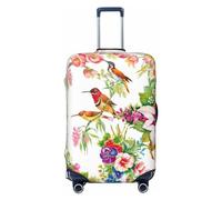 Salelf Wild Exotic Birds And Flowers Luggage Cover Washable Elasticated Luggage Covers for Suitcase TSA Approved Stylish Scratch Resistant Luggage Case Protector, Black, L (26-28 in suitcase)