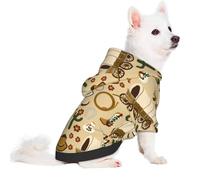 Salelf Wild West Cowboy for Small Dog Hoodie for Winter Fall, Warm Polyester Puppy Clothes with Hood, Soft Cozy Dog Sweater for Small Breeds, Cold Weather Pet Apparel