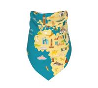 Salelf World Map with Landmarks Dog Bandana Premium Durable Triangle Scarf -1 PackWashable Make Your Pooch Stand Out Dog Bandana Suitable for Neutral Large Dogs