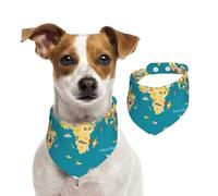 Salelf World Map with Landmarks for Dog Bandana Adjustable - Quick Dry & Breathable Cotton, Cute Floral Pattern for Small Medium Large Dogs, Perfect for Holiday Photos
