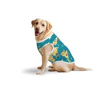 Salelf World Map with Landmarks for Dog Costume, All Season Soft Pure Cotton Pet Harness, Outerwear for Medium to Large Dogs, Outdoor Walking