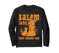 Salem 1692 They Missed One Witch and Cat Halloween Long Sleeve T-Shirt