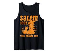 Salem 1692 They Missed One Witch and Cat Halloween Tank Top