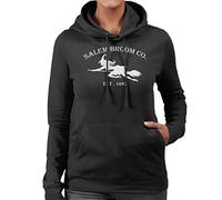 Salem Broom Co Est 1692 White Logo Women's Hooded Sweatshirt