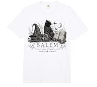 Salem Four Hundred Years Black Cat Witchcraft Scene Comfort Colors Adult Heavyweight T-Shirt