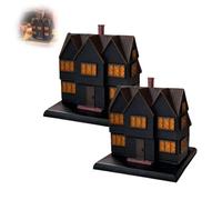 Salem Massachusetts Witch House Incense Burner, Halloween Party Decorations Indoor, Haunted Mansion Incense, Cute Ghost Scents Burner, Vintage Desktop Ornament for Home and Kitchen(2Pcs)