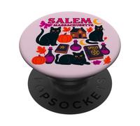 Salem Massachusetts Witchy Black Cats and Pumpkins PopSockets Adhesive PopGrip