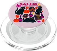 Salem Massachusetts Witchy Black Cats and Pumpkins PopSockets PopGrip for MagSafe