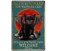 Salem Sanctuary For Wayward Cats Ferals And Familiars Welcome Vintage Metal Sign Decor 8x12 inch Funny Iron Painting Vintage Decor