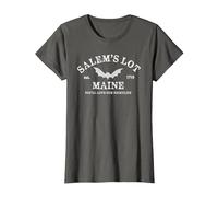 Salem's Lot Maine Nightlife Vampire Bat T-Shirt, Women, Asphalt Grey, Small