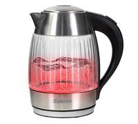 Salente StripeGlass Kettle 1.8 Litre Stainless Steel and Reinforced Borosilicate Glass with Anti-Limescale Filter, Dry Run Protection, 2200 W, LED Light (Red Backlight)