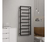 Salerno 1380X600mm Matt Black Heated Towel Rail - Large 10 Bar Ladder Radiator