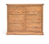 Salerno 6 Drawer Chest of Drawers - Grey / Brass / 115cm