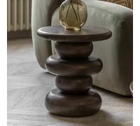 salerno mango wood side table round in dark wood