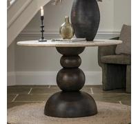 salerno marble top dining table round with dark wood base