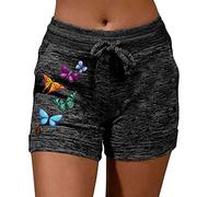 Sales Clearance Running Shorts Womens Women's Cammie Print Short with Pockets and Drawstring Plus Size Cycle Shorts Womens Cycling Shorts Multipack Elasticated Waist Short Black