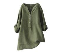Sales Today Clearance Amazon Deals of The Day UK Tunic Tops for Women UK Women's Solid Color Stand up Collar Button Cotton Long Sleeved Shirt Blouse