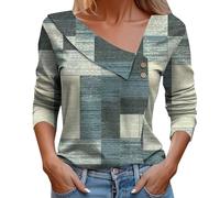 Sales Today Clearance Tops for Women UK Women's Spring Casual Long Sleeve Design Sense Neck Geometric Square T Shirt Top Going Out Tops for Clearance All My Order Details My Last Orders