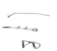 Sales Today Interiror 19mm Bay Window Eyelet Pole Kit 400cm Wall Mounted Easy Bend by Hand Curtain Pole Set (Satin Silver)