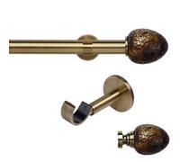 Sales Today Interiror 28mm Antique Brass Metal 200cm Eyelet Curtain Pole With IDC Brackets & Finials (Alexia)