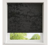 Sales Today Interiror Crushed Velvet Blackout Roller Blinds Charocoal/Silver Grey Child Safety Soft Touch Fabric Trimmable Thermal Blinds Drop 160cm (150cm)