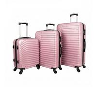 Sales Today Interiror Deluxe 3 Piece Hard ABS Travel Luggage Set, 20/24/28 Inch Trolley Suitcases with 4 Spinner Wheels, Combination Lock & Telescopic Handle (Rose Gold, 24 Inch)