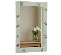 Sales Today Interiror Opal Screen Print 50x70cm Modern Wall Mirror with Spiral Motif Decorative Bathroom or Living Room Mirror