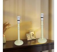 Sales Today Interiror Traditional Cream Wooden Table Lamp Base, Bamboo Wood Style Design, Decorative Bedside Light (Pack of 2)