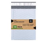 Sales4Less #2 Poly Bubble Mailers 8.5X12 Inches Padded Envelope Mailer Waterproof Pack of 100, White
