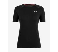 Salewa Cristallo Warm Alpine Merino Responsive Short Sleeve Base Layer Top Black Women - 40