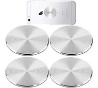 SALEX Phone Metal Plates 4 Pack for Magnetic Car Mount. Kit of 4 Clear Silver Round 3M Adhesive Discs Without Holes for Case Back. Strong Circular Cell Phone Magnet Holder Replacement Stickers Set