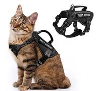SALFSE Tactical Cat Harness, Air Mesh Cat Walking Vest Harness Escape Proof, Reflective Large Cat Harnesses with Handle for Adult Fat Cats (Black, XL)