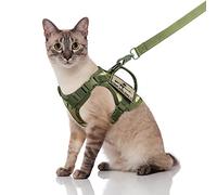 SALFSE Tactical Cat Harness and Leash, Escape Proof Large Cat Walking Vest,Adjustable Soft Mesh Pet Vest Harness with Control Handle, Molle Patches