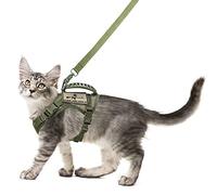 SALFSE Tactical Cat Harness and Leash Set for Walking Escape Proof, Adjustable Large Cat Vest Harness with Molle Patches, Soft Mesh Padding, Rubber Handle Easy to Control