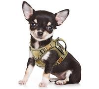 SALFSE Tactical Dog Harness XS, Military K9 Puppy Vest, No Pull Training, Khaki, Reflective Night Visibility