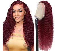 Salharer Real Hair Wig for Women Wigs Deep Wave Human Hair Wig 13 x 6 Lace Front Wig 100% Brazilian Wigs Real Hair with Baby Hair Any Part Burgundy Colour 22 Inches