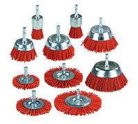 SALI 10 Pack Nylon Filament Abrasive Wire Brush Wheel & Cup Brush Set with 1/4 Inch Hex Shank, 4 Sizes Nylon Drill Brush Set for Removal of Rust Corrosion Paint