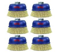 SALI 6 Pack 100 mm Wire Cup Brush 4 Inch Coarse Crimped Cup Brush for Grinders with M14 Thread for Heavy Cleaning Rust, Stripping and Abrasive, for Angle Grinder