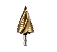 SALI HSS Step Drill Bit 5-35 mm Four Spiral Flute Titanium Step Drill 1/4" Hex Shank Quick Change Design High Speed Steel Step Drill Bit for Metal, Stainless Steel, Aluminum, Wood, Plastic