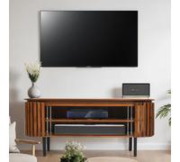 salina mango wood tv stand with shelf in walnut