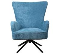 Salinas Ocean Blue Chenille Fabric Swivel Armchair