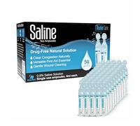 Saline Ampoules - Saline Solution, Sodium Chloride 0.9%, Nasal Cleanse for Babies, Kids, & Adults, Sterile Nasal Care, Wound Cleansing - 50 Count (5ml Each)