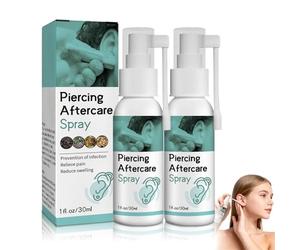 Saline Solution Piercing, Ear Piercing Cleaning Solution, Aftercare Spray, for Ears, Nose, Tongue and Navel, Ear Care Mist (2PCS)