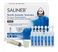 Salineb Sterile Isotonic Sea Water for Topical Irrigation 0.9% Nasal Hygiene Ocular Hygiene Auricular Rinsing Cleansing Wounds Preservative Free Pack of 40 X 5ml Vials