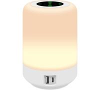 salipt Bedside Lamps, Touch Control Table Lamp with USB C Charging Ports