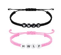 Salircon Pink WWJD Bracelets for Women Summer Adjustable What Would Jesus Do Beaded Bracelets Pack, L, no gemstone