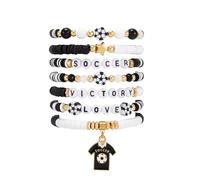 Salircon Soccer Bracelet for Women, 2026 Game Day Clay Friendship Jewelry Stackable Beaded Bracelets for Sports Team Coach Mom Women Men Jewelry Accessories Sports Party Favors, One size, Clay Beads