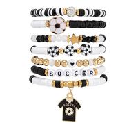Salircon Soccer Bracelet for Women, 2026 Game Day Clay Friendship Jewelry Stackable Beaded Bracelets for Sports Team Coach Mom Women Men Jewelry Accessories Sports Party Favors, One size, Clay Beads